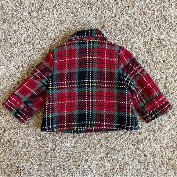 Janie and Jack Tweed Plaid Wool Coat Size 6 - 12 Months Double Breasted - Picture 10 of 10